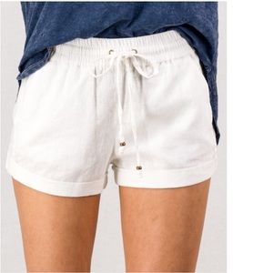 🔖Last! White Linen Stretch Waistband Shorts!